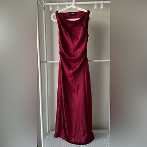 Cider Elegant Satin Burgundy Evening Dress size S